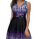 Kate Kasin Women's One Piece Swimsuits 2026 Tummy Control Bathing Suits Flowy Swimdress Modest Swimwear with Boyshorts L, Purple Gradient