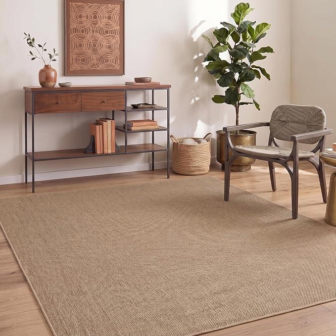GarveeHome Easy Jute Rug 8x10 Washable Non Slip Solid Jute Living Room Rugs