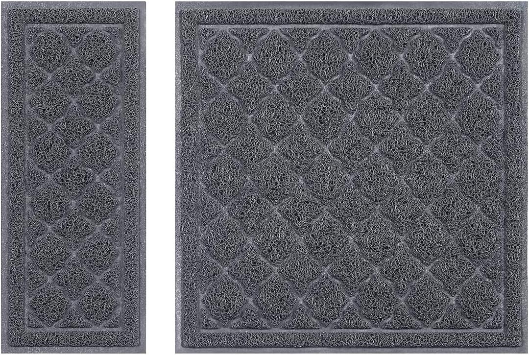 unipaws Cat Litter Trapping Mat, Litter Box Scatter Control Pad, Litter Free Floors and Urine Waterproof, Gentle on Paws, No Phthalate (18.7"18.7" & 18.7"7.6")