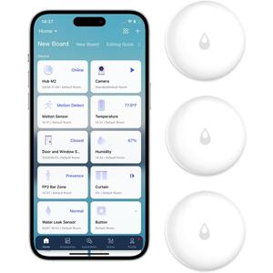Aqara Water Leak Sensor 3 Pack, Zigbee Wireless Water Leak Detector for Alarm System and Smart Home Automation, Requires AQARA HUB, App Notifications, for Kitchen, Bathroom, Basement, Works with IFTTT