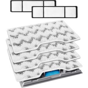 KEEPOW Reusable Mop Replacement Pads Compatible with Shark Vacmop VM252 VM252P10 VC205 VM180 VM401 VM190 VM200 QM250 VM250, Washable Microfiber Mop Vac Pads Refills with Upgraded Design(1+2+4 Pads)