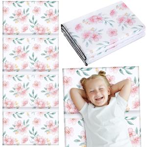 Shellwei Vinyl Nap Mat for Kids Preschool Daycare 52 x 20 x 1'' Kids Sleeping Folding Rest Mat for Toddler Boys Girls Baby Classroom Home Travel(Flower)