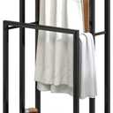 Elegant Home Products Freestanding Towel Rack Holder, 3 Tier Blanket Rack Stand with Metal Shelf for Bathroom Living Room Outdoor(3-Tiers, Black)