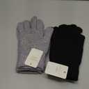 Women's Winter Warm Touch Screen Gloves Womens Thermal Cable Knit Wool Fleece Lined Gloves for Cold Weather (Black+grey)