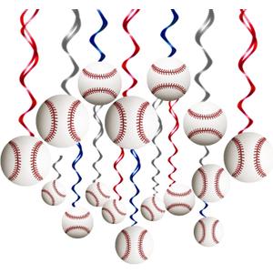 42 Pcs Baseball Hanging Swirls Decorations Baseball Birthday Banners Party Streamers Wall Ceiling Hanging Spirals Baseball Party Decorations Supplies