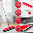15.7 Inch Floor Scrub Brush Removable Stainless Steel Handle 2 in 1 Scrape Brush Stiff Bristle Shower Scrubber for Cleaning Patio Bathroom Garage Kitchen Wall Deck Tub Tile 52.4 inch Tall
