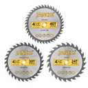 3-Pack Combo 4-1/2 Inch 24T & 30T & 40T Woodworking Saw Blades with 3/8" Arbor, Compatible with Dewalt, Craftsman, Ryobi, Milwaukee, WX429L Worx, Porter-Cable Pce381 and RK3441K Rockwell Saw