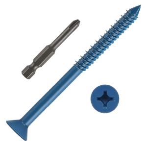 1/4" x 5" Concrete Screws, 50 PCS Blue Flat Head Concrete Screws Anchor Kit with Screwdriver Bit, for Masonry, Cement, Block, Brick or Stucco