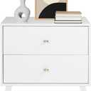 Prepac Milo Mid-Century Modern 2 Drawer Nightstand, Bedside Table, Contemporary Bedroom Furniture, 16"D x 25"W x 25"H, White