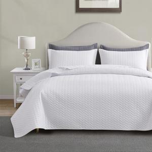 Maple&Stone Quilt Set Oversized King Bedspreads, 128"x120" Lightweight White Bedspread Light Coverlet for All Season Comforter Bedding Decor - 3 Piece Bed Cover Sets