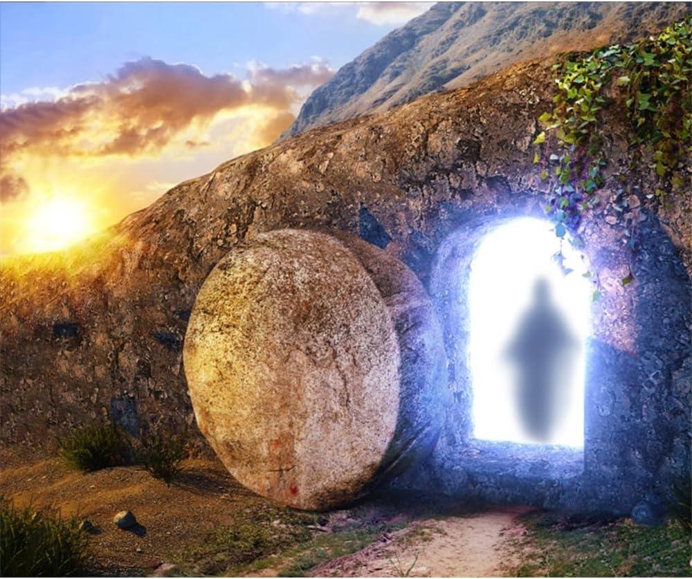 He is Risen Banner 118.1x98.4Inch Fabric Easter Resurrection of Jesus Photo Banner Easter Decor Christian Jesus Cross Photos Background