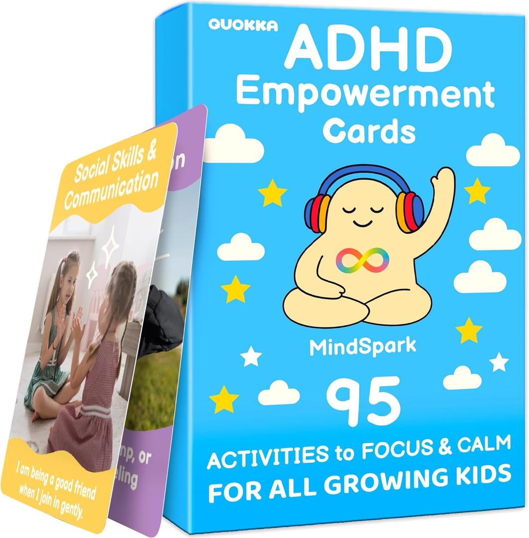 QUOKKA ADHD Tools for Kids Emotional Regulation Tools for Kids in a Fun Flashcards Deck Big Feelings Support, Focus Activities, Social Skills & Impulse Control Cards for Home or Classroom