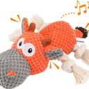 IOKHEIRA Dog Plush Toy for Large Aggressive Chewers,Indestructible Dog Squeaky Toys,Stuffed Animals Toys with Cotton Material and Crinkle Paper,Durable Chewing Toys (Carrot Orange, Cattle)