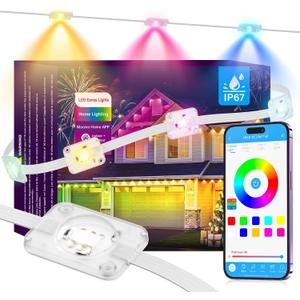 Permanent Outdoor Lights, Smart Outdoor LED String Lights,Christmas Lights RGB Color Changing,Scene Modes, IP67 Waterproof, App Control,Holiday, Party,Christmas Decorations100FT