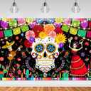 Mocsicka Day of The Dead Party Backdrop Banner Mexican Fiesta Skull Flowers Backdrop Dia DE Los Muertos Party Decorations Photo Booth Props (6x3.6ft)