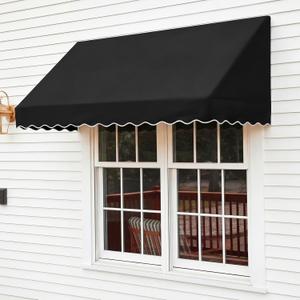 Outdoor Door & Window Awning 71.65" W x 30" D, Powder Coated Steel Frame, UV & Waterproof Fabric, Quick Install, Patio, Balcony, Front Entrance Shade, Black