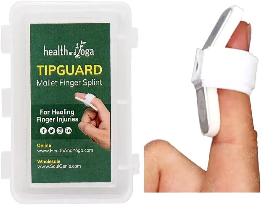 HealthAndYoga TipGuard Bendable Finger Splint for Mallet Finger Deformity -Post-Surgical Care- Adjustable Straightener -Trigger Finger Brace - 2 Sizes Set