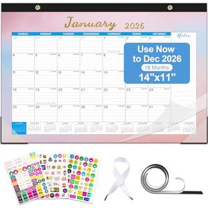 Gannyfer Desk Calendar 2026, Desk/Wall/Fridge 2026 Calendar, Use Now to Dec 2026, Magnetic Calendar for Refrigerator, 14" x 11", 18 Monthly Yearly Small Calendar 2025-2026 for Office, Home or School (3 Stickers)