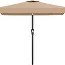 2PCS AreShark 6.5 x 10 FT Rectangular Valance Patio Umbrella, Outdoor Umbrella with Tilt and Crank, Market Table Umbrellas W/ 6 Ribs UV Protection for Garden, Deck, Backyard and Pool, Beige
