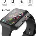 Misxi 2 Pack Hard PC Case with Tempered Glass Screen Protector Compatible with Apple Watch SE 3 (2025) SE 2 SE Series 6 Series 5 Series 4 44mm, Black