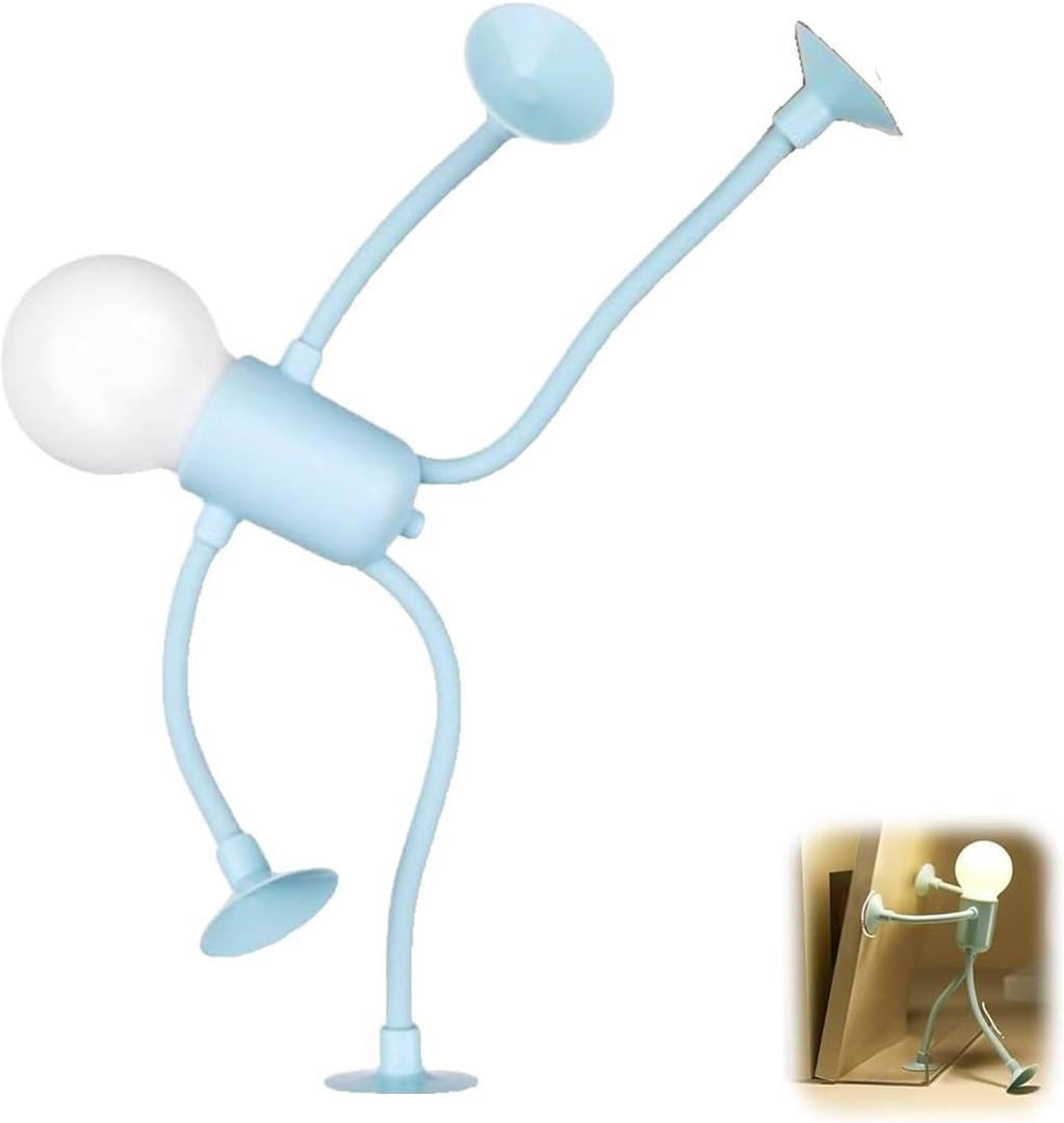 Changeable Shape Funny Sportsman Night Light, 2025 New Little Man Lights with Suction Cups, Mini Funny Sportsman Night Light for Bedroom, Bathroom, Corridor, Kitchen (Blue)