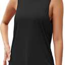 Mippo Workout Tops for Women Mesh Athletic Shirts Sleeveless Yoga Tank | Long Tank Tops, Lightweight, Loose Fit, Soft and Breathable, Running Tank, Gym and Casual, Easy to Care (Black, M)