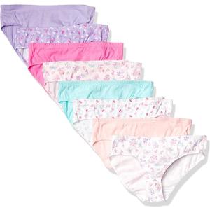 Hanes Girls Ultimate Underwear Pack, Organic Cotton For Kids’   Hipster Panties, Pink Blue Solids & Patterns, 6 US