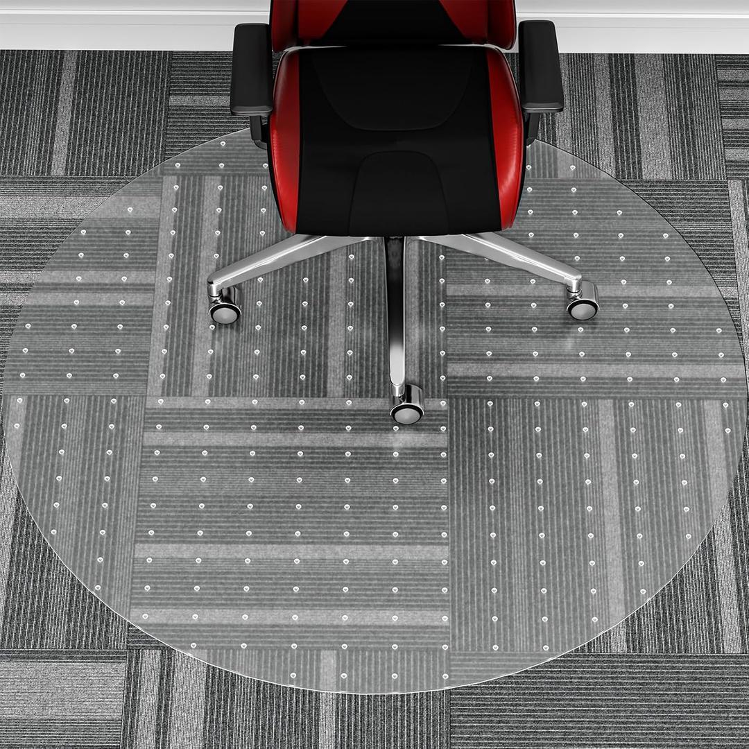 WASJOYE Office Chair Mat for Carpet, Round Chair Mat for Carpet with Non-Slip Studded for Home Office Rolling Chair 36 Inch