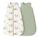 Konssy Muslin Baby Sleep Sack 0-6 Months 0.8 TOG, 2 Pack 100% Cotton Wearable Blanket for Babies, 2-Way Zipper Breathable Sleeping Sack Infant Toddler Essentials for Girls and Boys (Woodland,Sage) (Small)