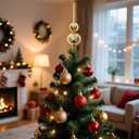 Christmas Tree Topper, Snowflake Design, Plastic Finial Tree Topper for Xmas Tree Elegant Christmas Decorations (Gold)