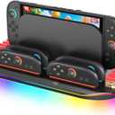 Younik Switch 2 Charging Dock Station for NS Switch 2, 9 RGB Light Modes & 12 Game Card Storage, Magnetic Plug-in J-Con Charger Station, Gaming Accessories