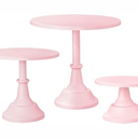 HBlife 3-PCS Black Cake Stand Set (8"/10"/12" Plate) for 6-10 Inch Cakes, Perfect Dessert Table Display Set, Cupcake&Cake Stands for Halloween, Black and Gold Party Decorations (Pink)