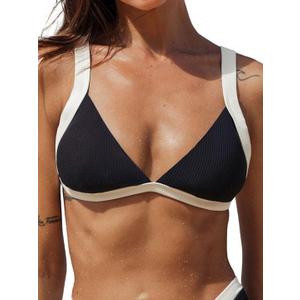 Women's cheecky Contrast Trim Triangle Bikini Set Sexy Bikini Top & Bottom