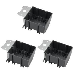 3 Pack 2-Gang Adjustable Electrical Outlet Box, 34 Cu.in. Non-Metallic PVC Double Gang Junction Box, ETL Listed & 2-Hour Fire Rated for New Work, Remodel & Commercial, Grey