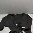 Sexy Tie Front Crop Top for Women Long Sleeve Graphic Tee Shirt Clubwear (XL, Black)