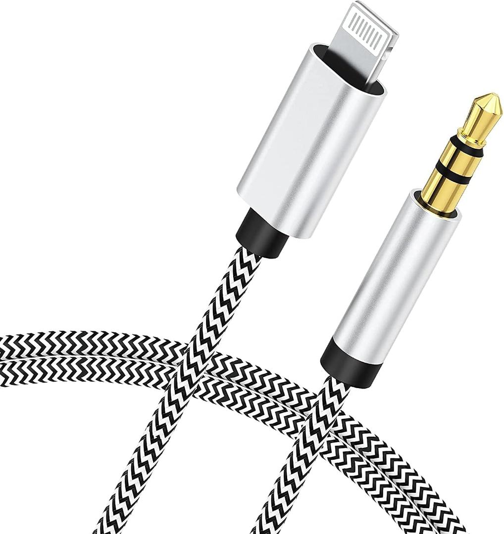 [Apple MFi Certified] iPhone to 3.5mm Car AUX Stereo Audio Cable (3FT/1M), Lightning to 3.5mm Nylon AUX Adapter Compatible with iPhone 14/13 Pro/12/11/XS/XR/X 8 7/iPad to Home Stereo/Speaker/Headphone