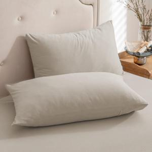 PURE ERA Jersey Knit Pillowcases 100% T-Shirt Cotton Super Soft Comfy Breathable, Set of 2, Standard 20" x 26", Solid Dark Beige