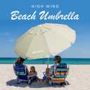 AMMSUN 8 Feet Large Beach Umbrella with Sand Anchor Heavy Duty High Wind Portable Outdoor Umbrellas UV 50+ Protection Air Vent Tilt Patio Garden Pool