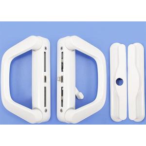 PEYNIR Push-Pull Sliding Door Hook Lock, Bilateral Luxury Docking Lock, Aluminum Alloy Glass Split Balcony Door Handle Lock, Suitable for Various Sliding Doors Bilateralwithoutkey White