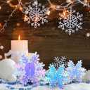 Yousoontic 3 Pcs Christmas Acrylic Iridescent Holographic Snowflake Winter Snowflake Signs 3D Snowflake Tabletop Decor Snowflake Centerpiece Xmas Snowflake Signs for Home Xmas Part
