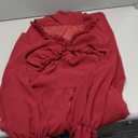 BLENCOT Womens Casual Boho Deep V Neck Short Sleeve Long Dress (Small, Solid Red)