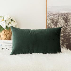 Velvet Pillow Cover Soft Luxury Decorative Throw Pillow Cover Single Rectangle Cushion Case for Couch Sofa Bedroom Car Decor,12x20 Inch Army Green