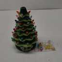 Joiedomi 12" Ceramic Christmas Tree, Table Top Christmas Tree with Flower Leaf, Vintage Pre-lit Xmas Decor with LED Lights, Battery Operated Hand-Painted Xmas Decorations Indoor Home (Green)