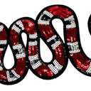 2 x Sequin Snake Iron on Embroidery Applique Patches for Clothing Jean Jacket Decoration