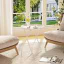 Garden 4 you Folding TV Tray Table, Metal Round Side Table, White Dinner Table with Metal Frame, Modern Outdoor Tray Table for Living Room, Bedroom, Patio & Small Spaces, 2 Packs