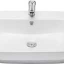 23.62" Vanity Vessel Sink, Modern Rectangular Ceramic Drop-In Bathroom Sink, with One Hole and Overflow, White