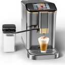 Super Automatic Espresso Machine 20 Bar With Milk Frother, Fully Automatic Bean to Cup Espresso Cappuccino and Latte Iced Coffee Maker Built-In Burr Grinder, Milk Container, Intuitive Touch Display