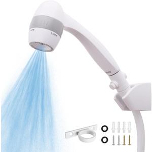 High Pressure RV Shower Head with Hose and On Off Switch, 3 Flow Rate for Saving Water, White