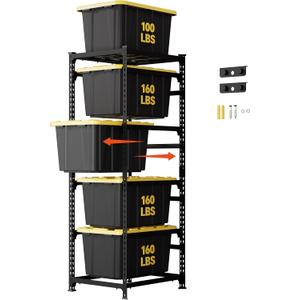 DYNALOAD 740lb 27 Gallon Tote Storage Rack, Heavy Duty 5-Tier Bin Organizer