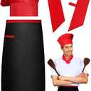 Hibachi Chef Costume Adult Accessories Hibachi Chef Hat Apron with Hachimaki Tie Teppanyaki Hat for Men Women Japanese Cuisine Lovers Halloween Party Decorations BBQ Birthday Party Decor